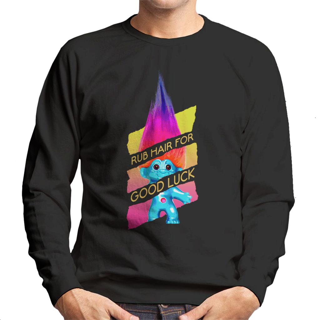 Trolls Rub Hair For Good Luck Gold Text Men's Sweatshirt product image 1